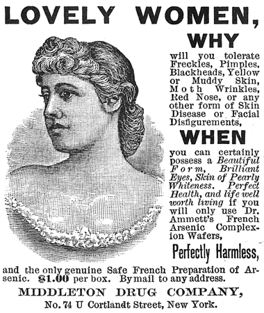 Advertisment for Dr. Ammett’s French Arsenic Complexion Wafers