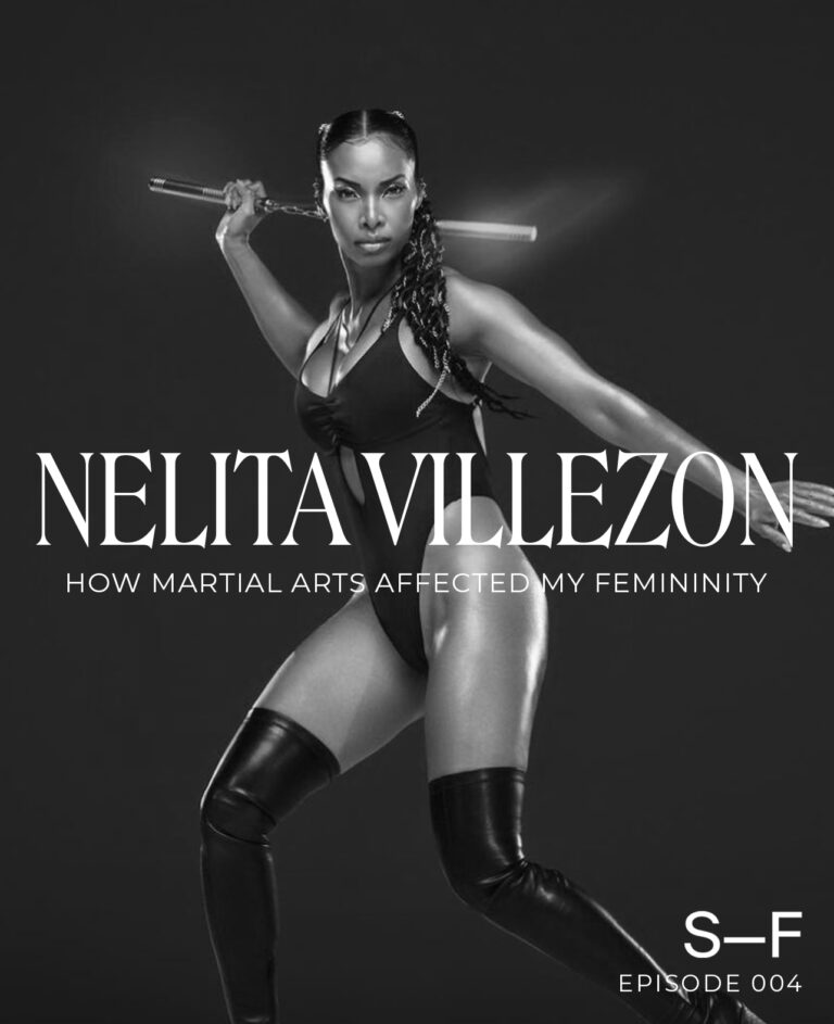 black & white image of Nelita Villezon with nunchucks