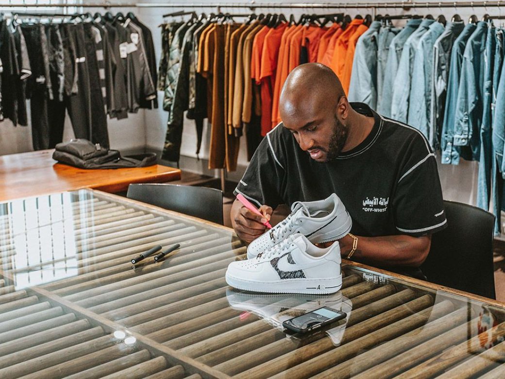 Virgil Abloh working on a Nike sneaker design